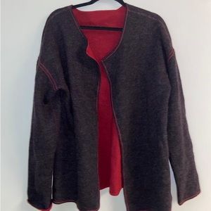 🔥HOT🔥 REVERSIBLE RED AND CHARCOAL SWEATER CARDIGAN